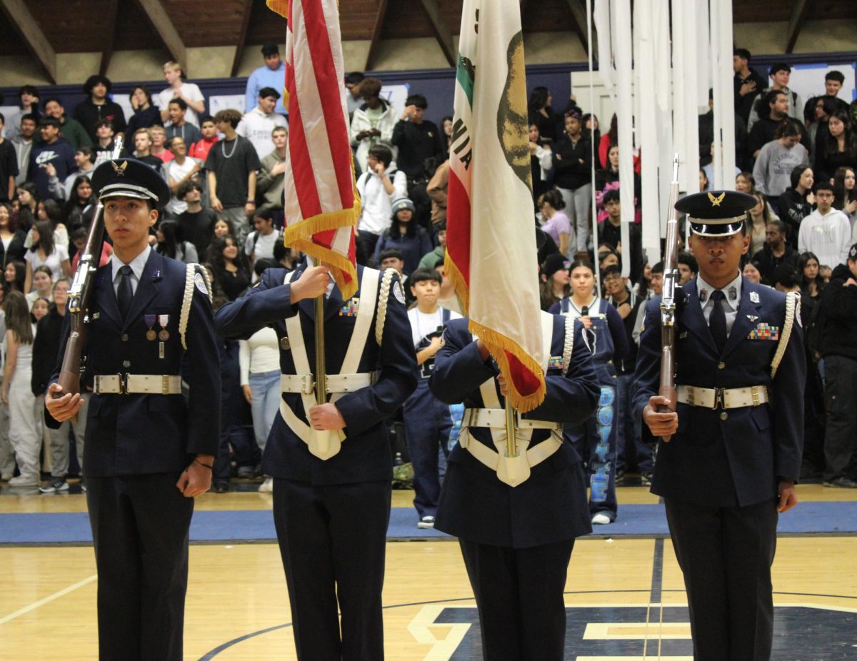 JROTC students present the flag to begin the Winter Rally.