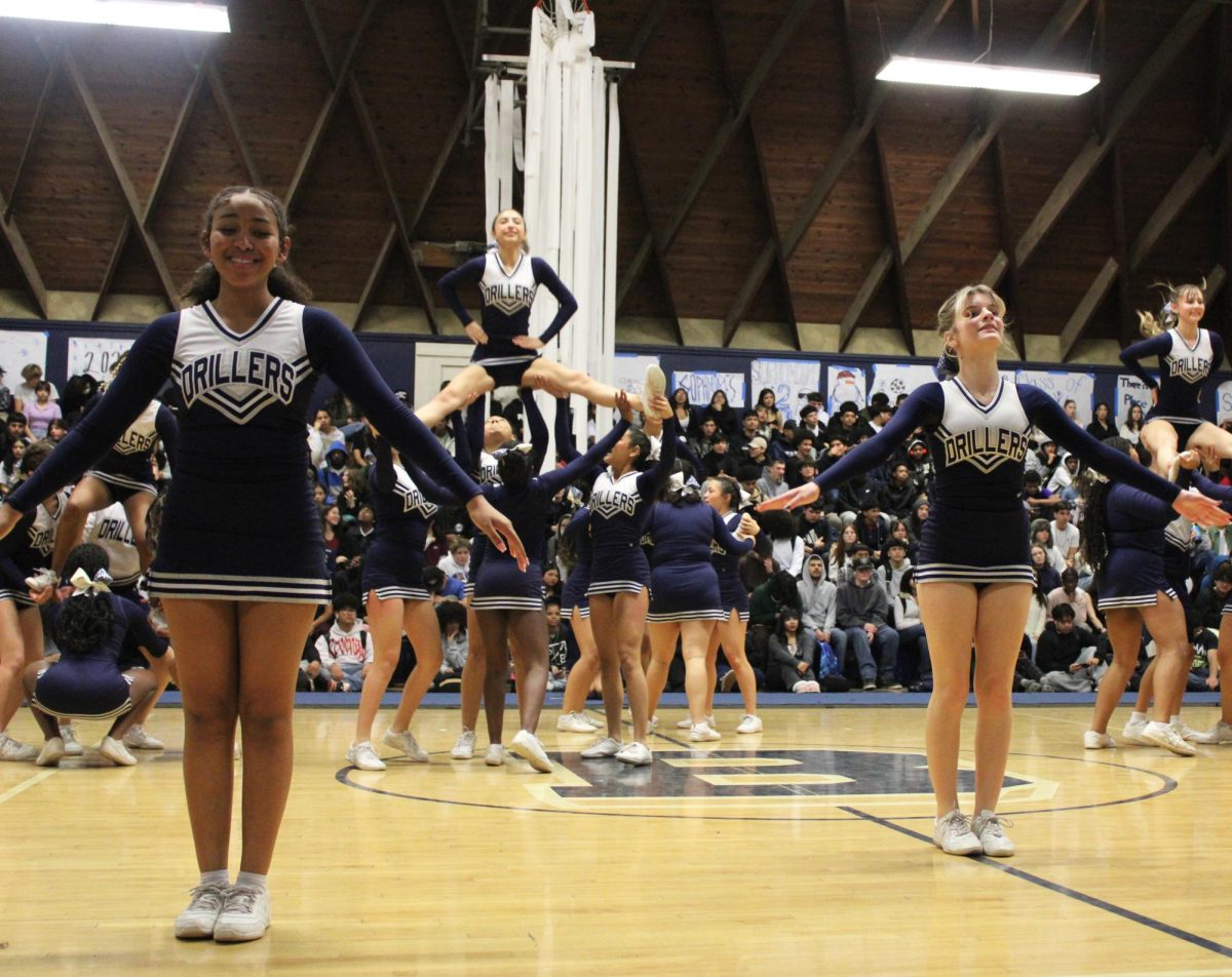 The BHS Cheer squad starts the rally with a spirited performance.
