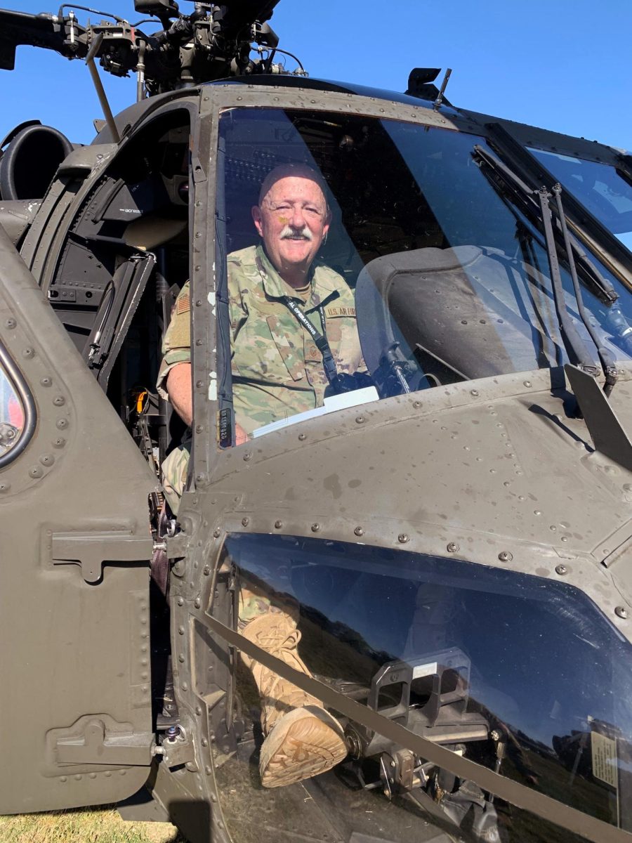 Spicer is seen sitting in the helicopter. Photos provided by JROTC.