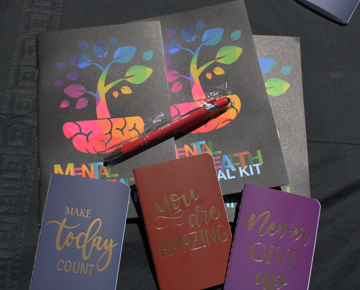 Mini journals and pens with positive messages were given out.